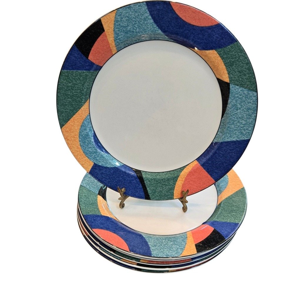 Set of 6 Victoria & Beale Accents 9019 Dinner Plates 10 5/8" Multicolor Abstract